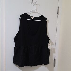 TERRA & SKY black peplum sleeveless top NWT 3X (24/26)